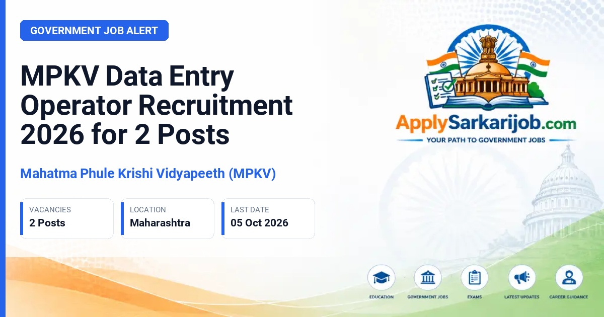 Mahatma Phule Krishi Vidyapeeth (MPKV) - Data Entry Operator Official Notification Poster & Schedule