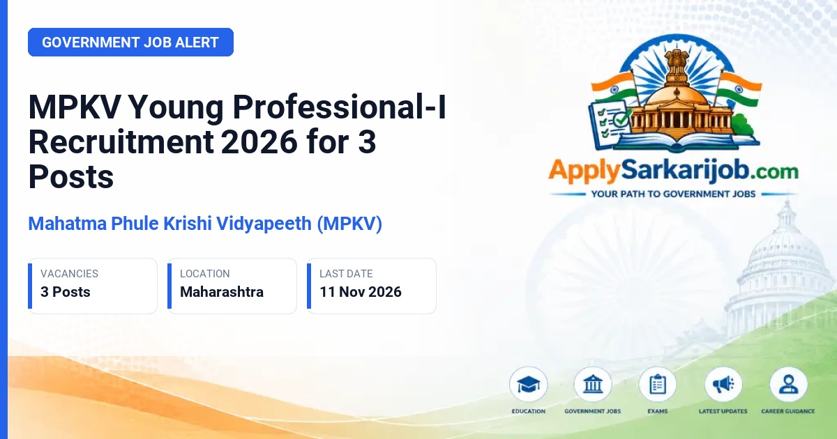 Mahatma Phule Krishi Vidyapeeth (MPKV) - Young Professional-I Official Notification Poster & Schedule