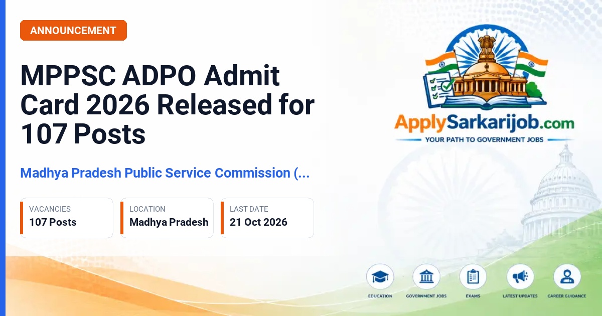 Madhya Pradesh Public Service Commission (MPPSC) - Assistant District Public Prosecution Officer Official Notification Poster & Schedule