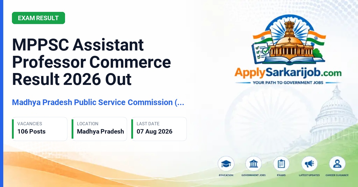 Madhya Pradesh Public Service Commission (MPPSC), Indore - Assistant Professor, Commerce Official Notification Poster & Schedule