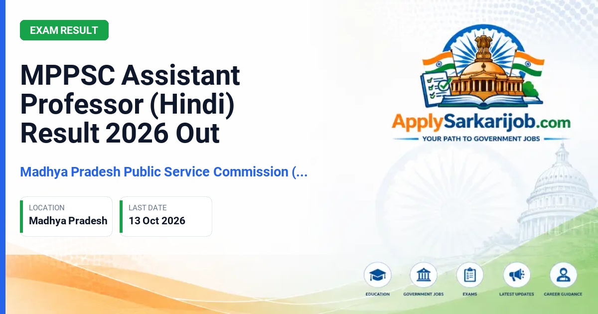 Madhya Pradesh Public Service Commission (MPPSC), Indore - Assistant Professor (Hindi) Exam 2025 Official Notification Poster & Schedule