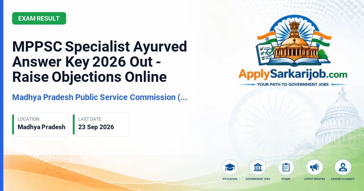 Madhya Pradesh Public Service Commission (MPPSC), Indore - Specialist Ayurved Exam-2024 Official Notification Poster & Schedule