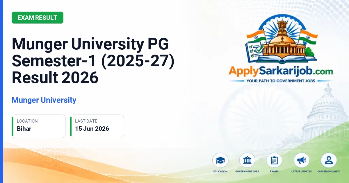Munger University - Munger University PG Semester-1 (2025-27) Result 2026 Official Notification Poster & Schedule