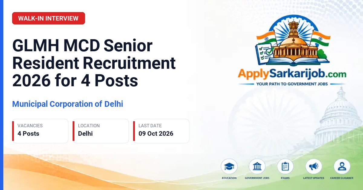 Municipal Corporation of Delhi - Senior Resident Official Notification Poster & Schedule
