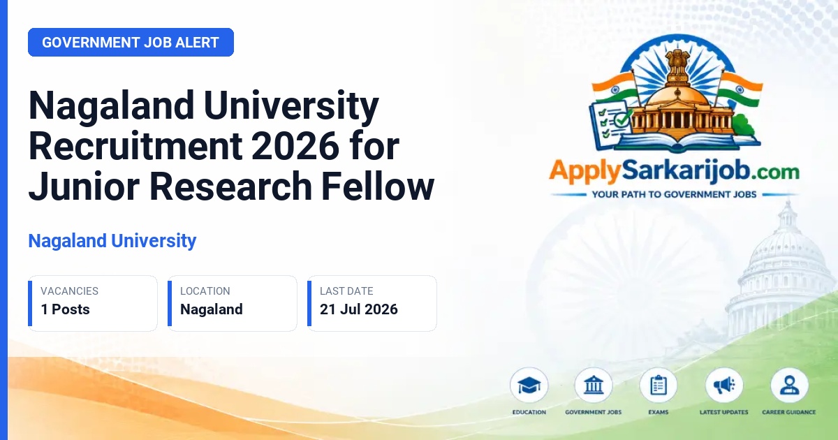 Nagaland University - Junior Research Fellow Official Notification Poster & Schedule