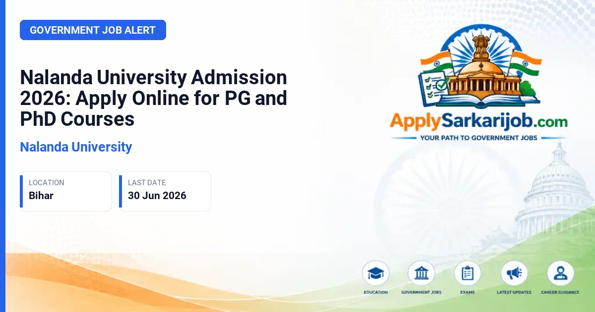 Nalanda University - PG & PhD Admission Official Notification Poster & Schedule
