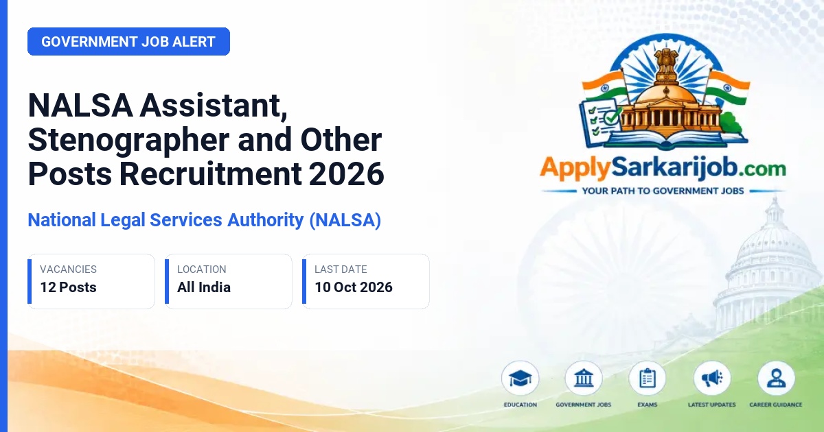 National Legal Services Authority (NALSA) - Assistant and Other Posts Official Notification Poster & Schedule
