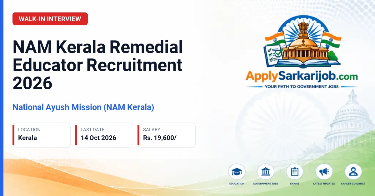 National Ayush Mission (NAM Kerala) - Remedial Educator Official Notification Poster & Schedule