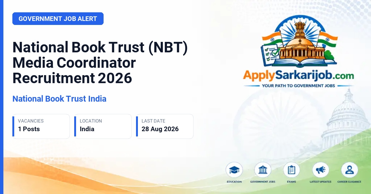 National Book Trust India - Media Coordinator Official Notification Poster & Schedule