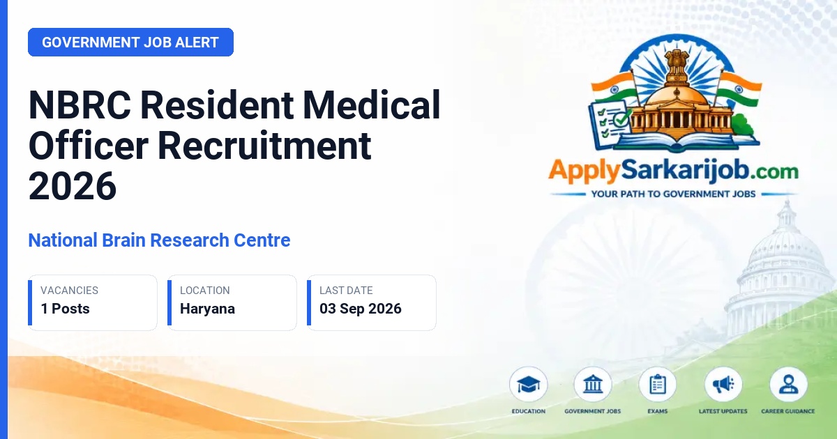 National Brain Research Centre - Resident Medical Officer Official Notification Poster & Schedule