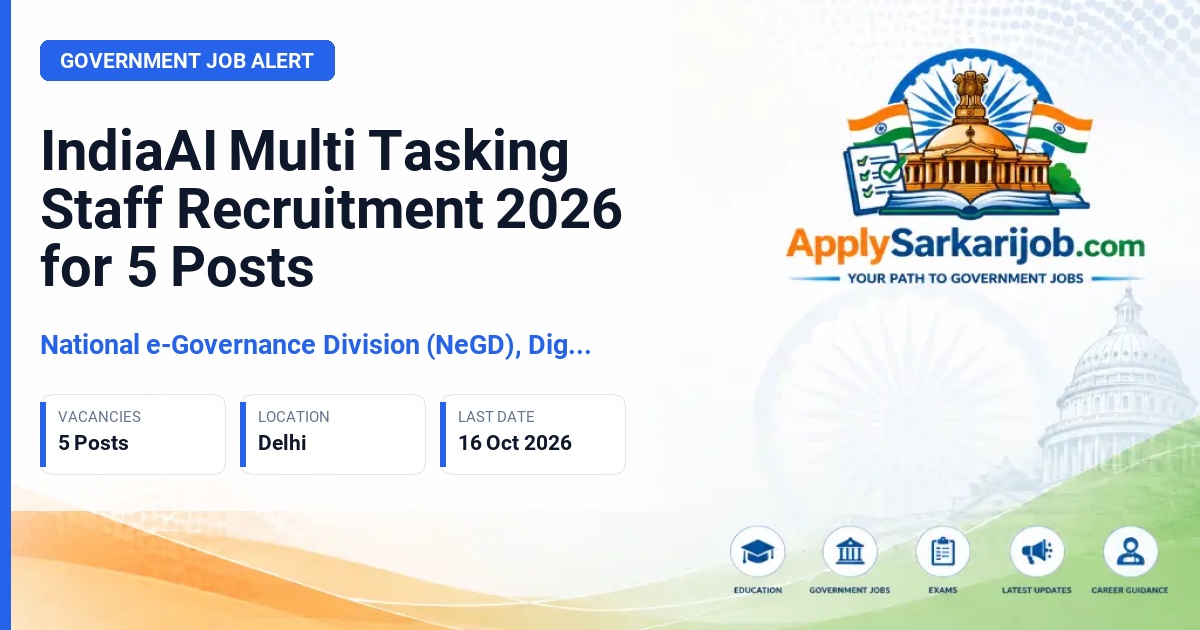 National e-Governance Division (NeGD), Digital India Corporation - Multi Tasking Staff Official Notification Poster & Schedule