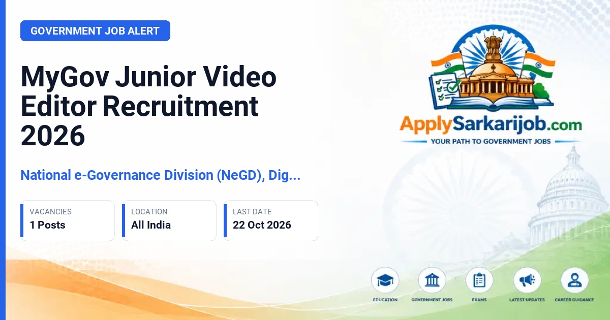 National e-Governance Division (NeGD), Digital India Corporation - Junior Video Editor Official Notification Poster & Schedule