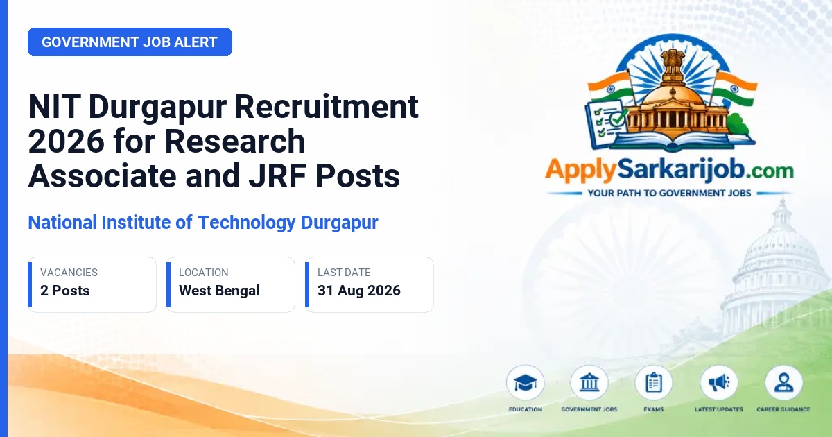 National Institute of Technology Durgapur - Research Associate (RA-III) and Junior Research Fellow (JRF) Official Notification Poster & Schedule