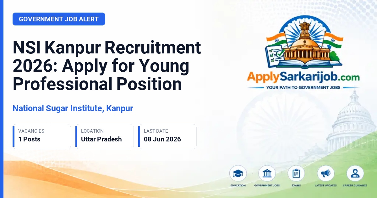 National Sugar Institute, Kanpur - Young Professional of Organic Chemistry Official Notification Poster & Schedule