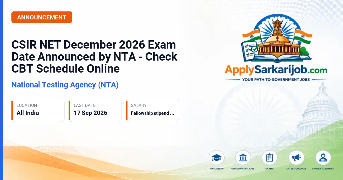 National Testing Agency (NTA) - CSIR NET December 2026 Official Notification Poster & Schedule