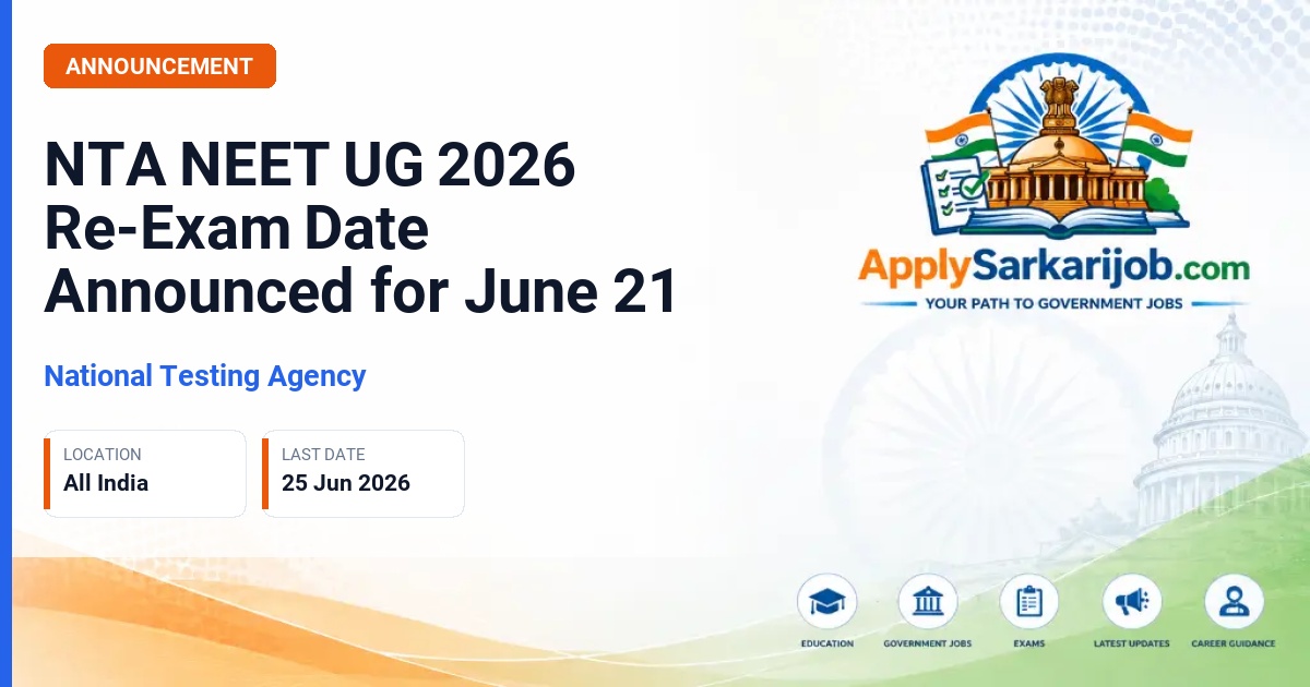 National Testing Agency (NTA) - NEET UG 2026 Re-Exam Official Notification Poster & Schedule