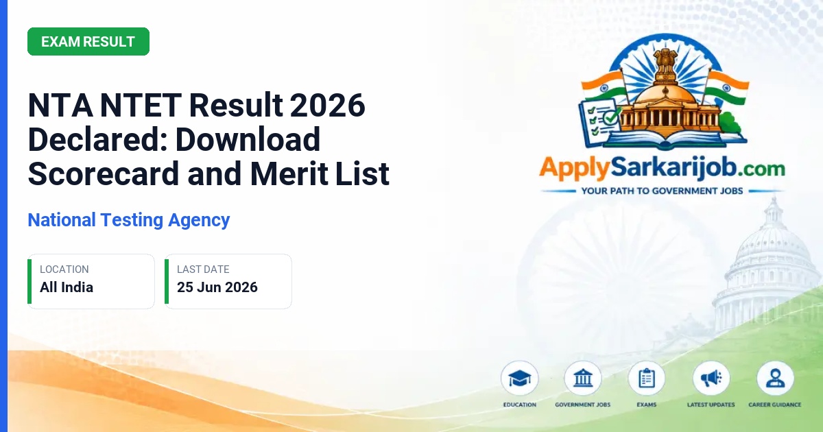 National Testing Agency (NTA) - National Teachers Eligibility Test (NTET) 2026 Result Official Notification Poster & Schedule