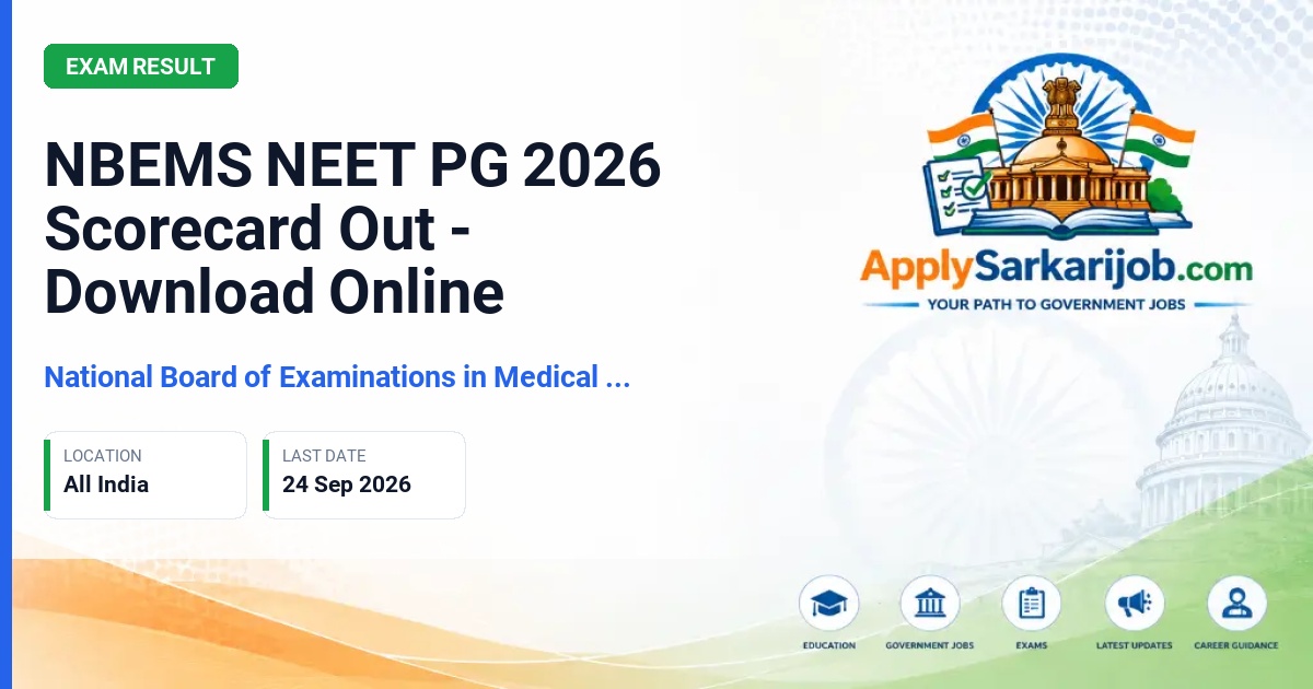 National Board of Examinations in Medical Sciences (NBEMS) - NEET PG 2026 Scorecard Official Notification Poster & Schedule