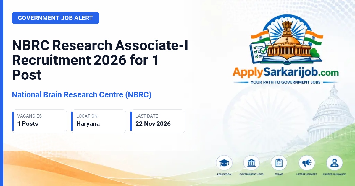 National Brain Research Centre (NBRC) - Research Associate-I Official Notification Poster & Schedule