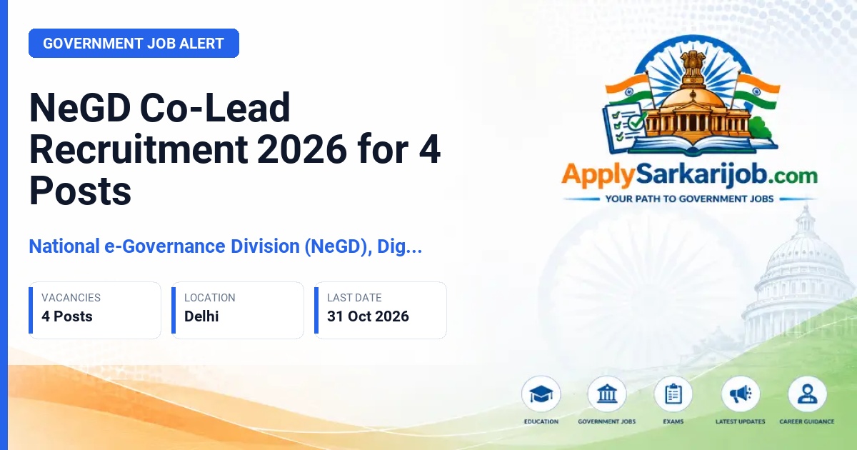 National e-Governance Division (NeGD), Digital India Corporation - Co-Lead Official Notification Poster & Schedule