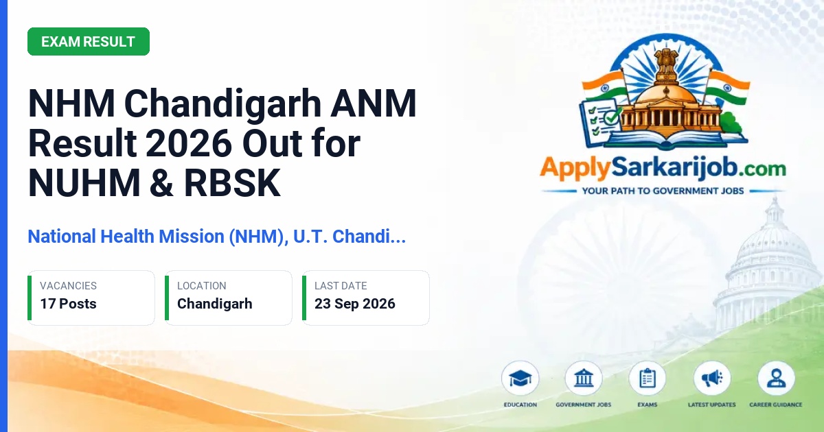 National Health Mission (NHM), U.T. Chandigarh - ANM Official Notification Poster & Schedule