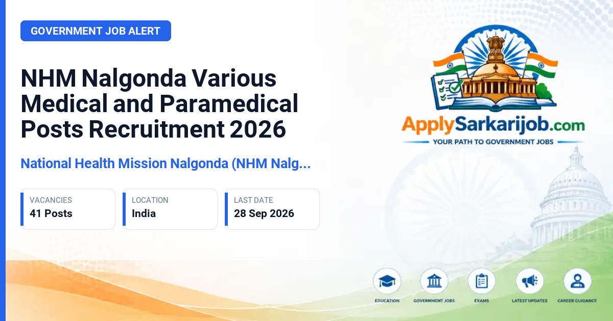 National Health Mission Nalgonda (NHM Nalgonda) - Various Medical and Paramedical Posts Official Notification Poster & Schedule