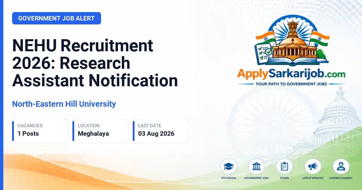North-Eastern Hill University - Research Assistant Official Notification Poster & Schedule