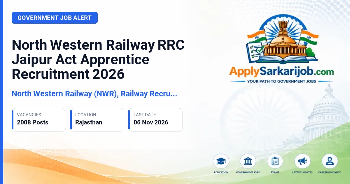 North Western Railway (NWR), Railway Recruitment Cell (RRC), Jaipur - Act Apprentice Official Notification Poster & Schedule