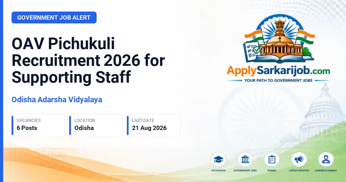 Odisha Adarsha Vidyalaya - Supporting Staff (Warden, Cook, Chowkidar) Official Notification Poster & Schedule