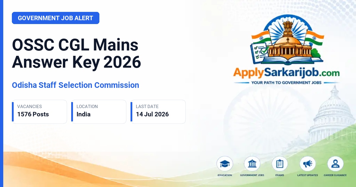 Odisha Staff Selection Commission - Combined Graduate Level Recruitment (CGLRE) 2025-26 Official Notification Poster & Schedule