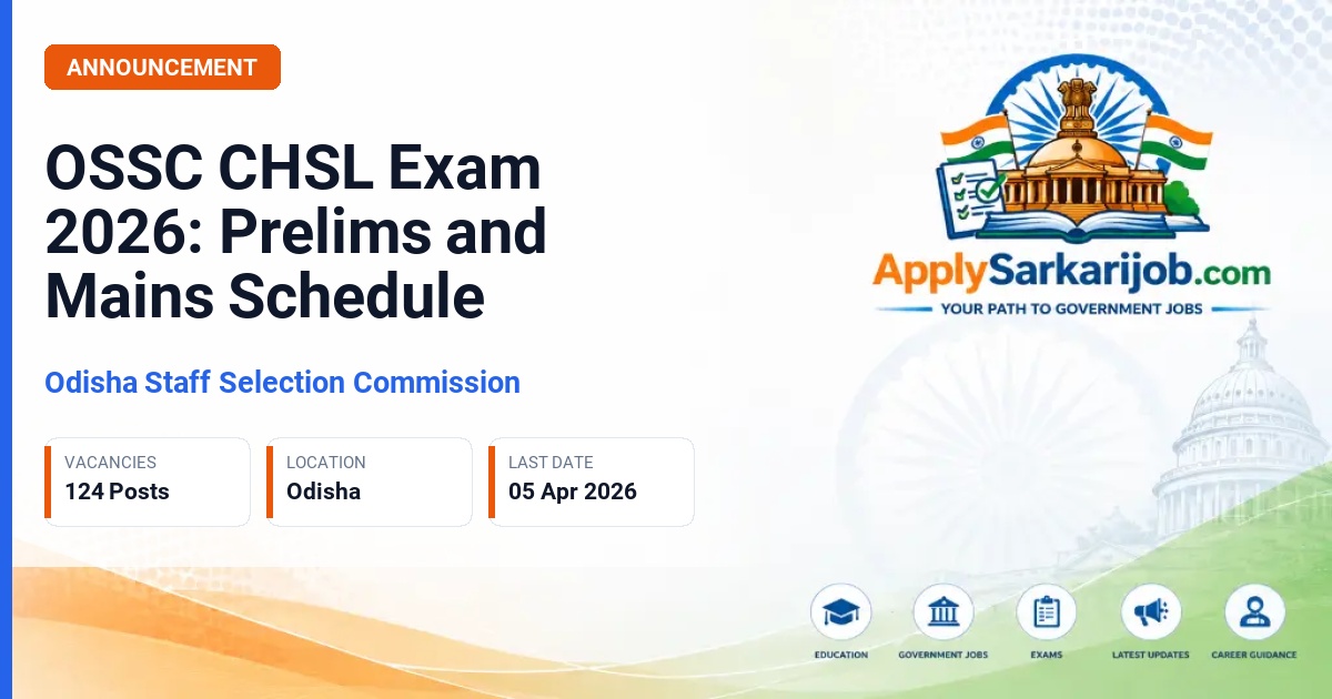 Odisha Staff Selection Commission - Amin, Junior Fisheries Technical Assistant, Junior Forensic Attendant Official Notification Poster & Schedule
