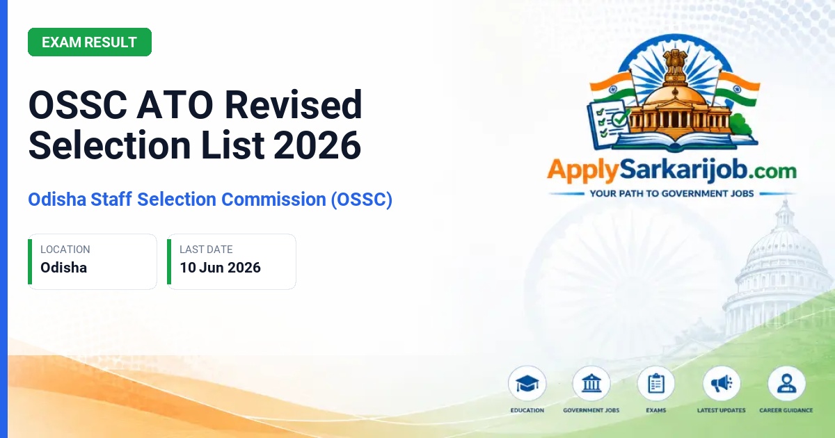 Odisha Staff Selection Commission (OSSC) - Assistant Treasury Officer (ATO) Official Notification Poster & Schedule