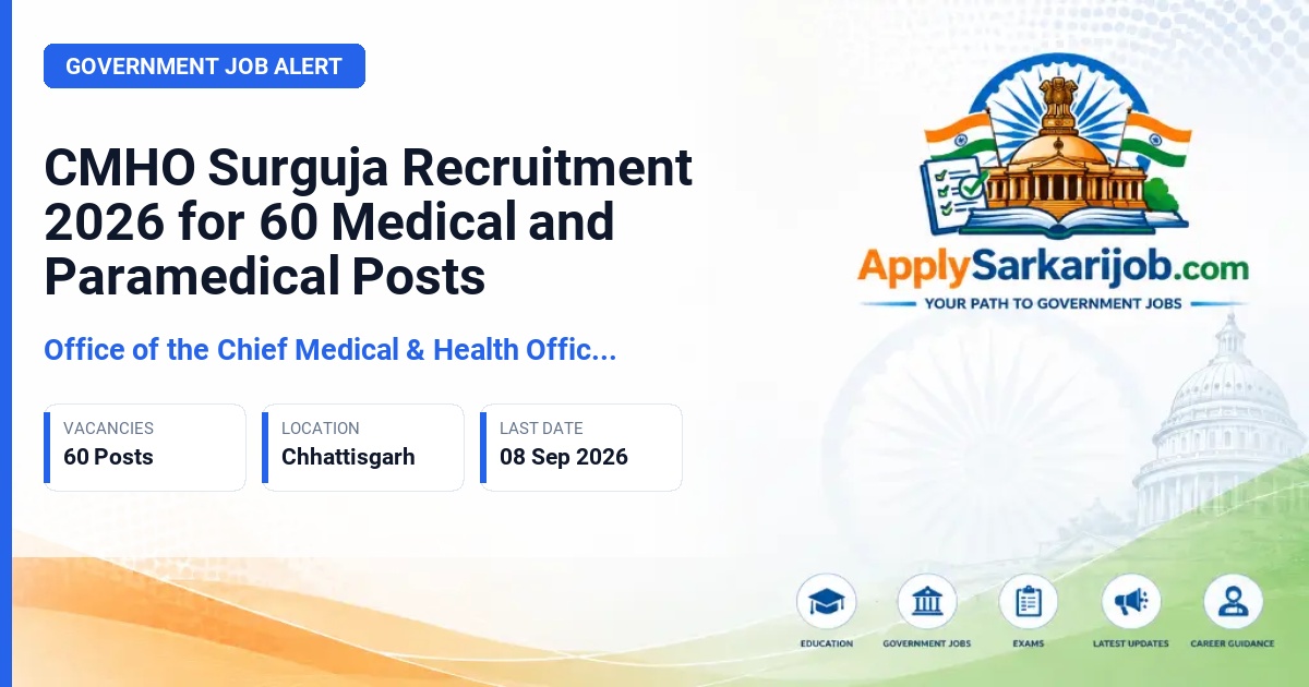 Office of the Chief Medical & Health Officer, Surguja - Staff Nurse, Pharmacist, MO and others Official Notification Poster & Schedule