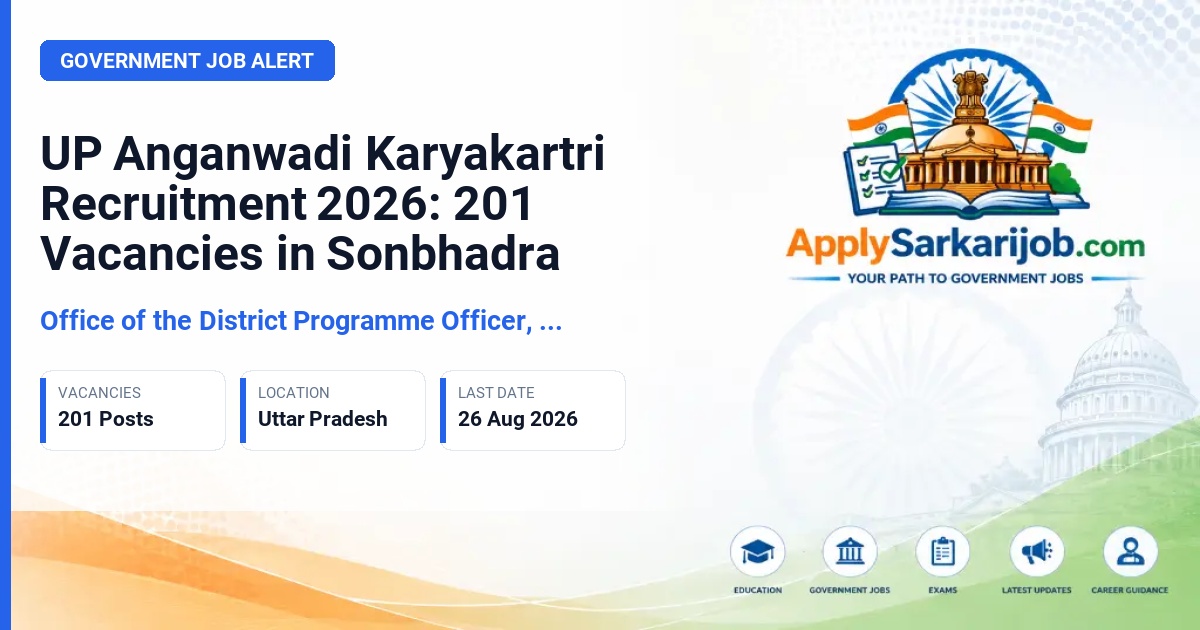 Office of the District Programme Officer, Child Development (Bal Vikas), Sonbhadra - Anganwadi Karyakartri Official Notification Poster & Schedule