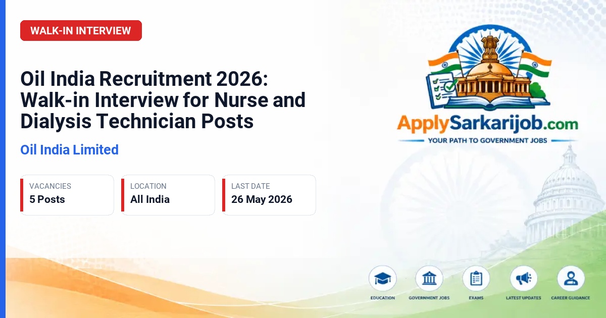 Oil India Limited - Contractual Nurse and Paramedical Dialysis Technician Official Notification Poster & Schedule