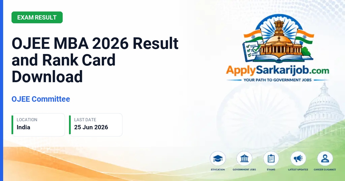 OJEE Committee - OJEE MBA 2026 Result and Rank Card Download Official Notification Poster & Schedule