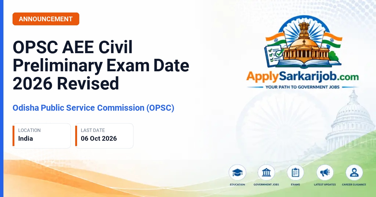Odisha Public Service Commission (OPSC) - Assistant Executive Engineer (Civil) Official Notification Poster & Schedule