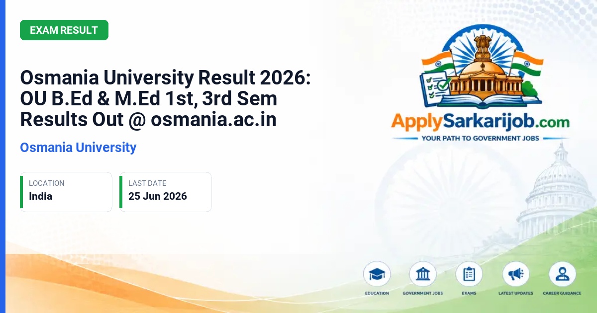 Osmania University - B.Ed & M.Ed 1st, 3rd Semester Official Notification Poster & Schedule