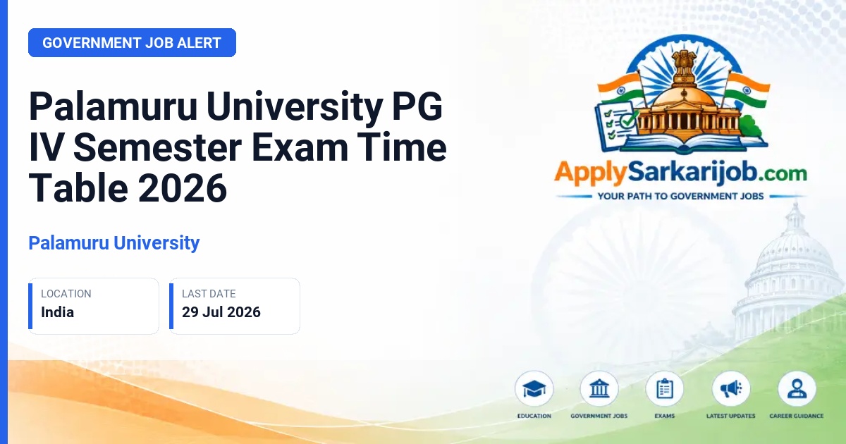 Palamuru University - Palamuru University PG IV Semester Exam Time Table 2026 Official Notification Poster & Schedule