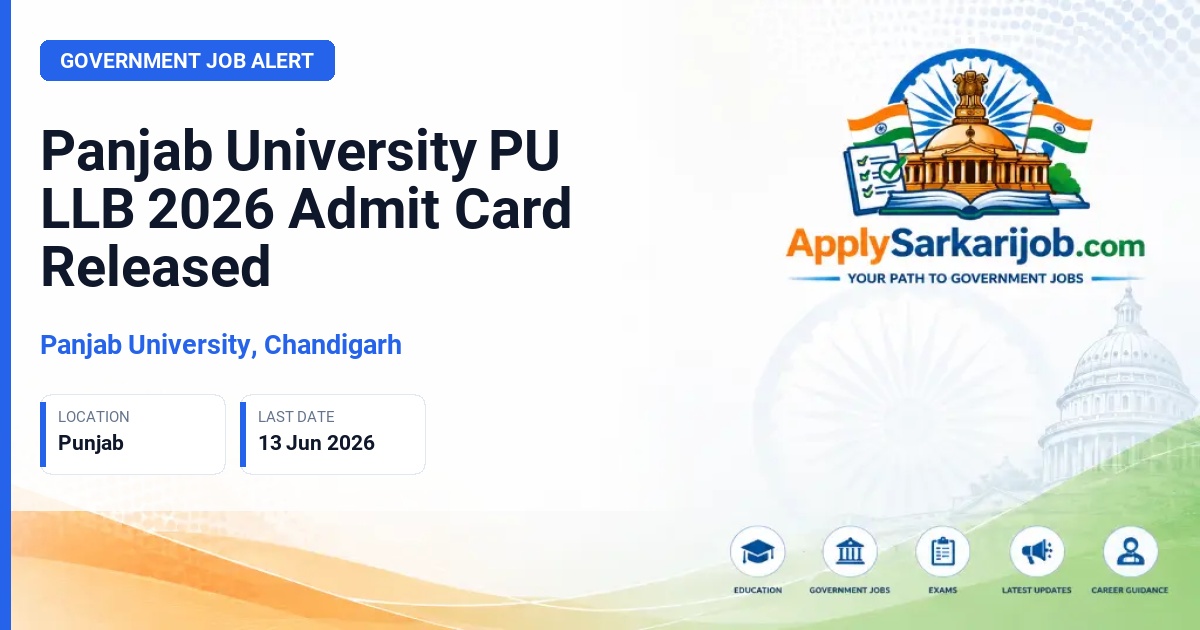 Panjab University, Chandigarh - 3-Year LLB Entrance Examination Official Notification Poster & Schedule