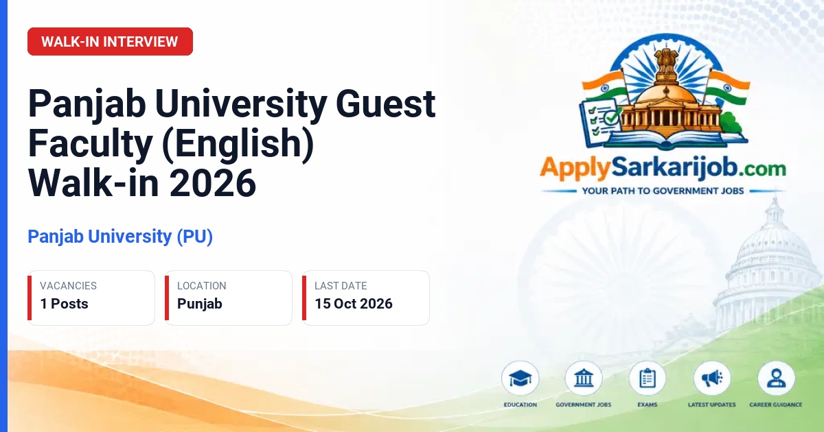 Panjab University (PU) - Guest Faculty (English) Official Notification Poster & Schedule