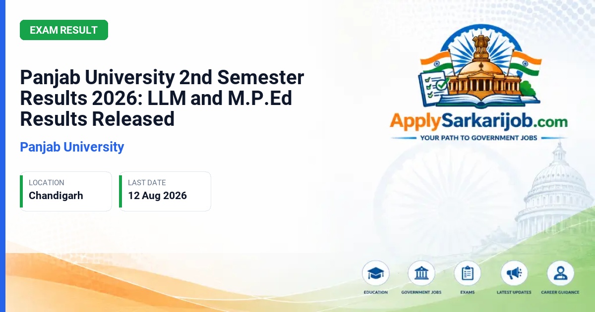 Panjab University - Panjab University 2nd Semester Results 2026: LLM and M.P.Ed Results Released Official Notification Poster & Schedule