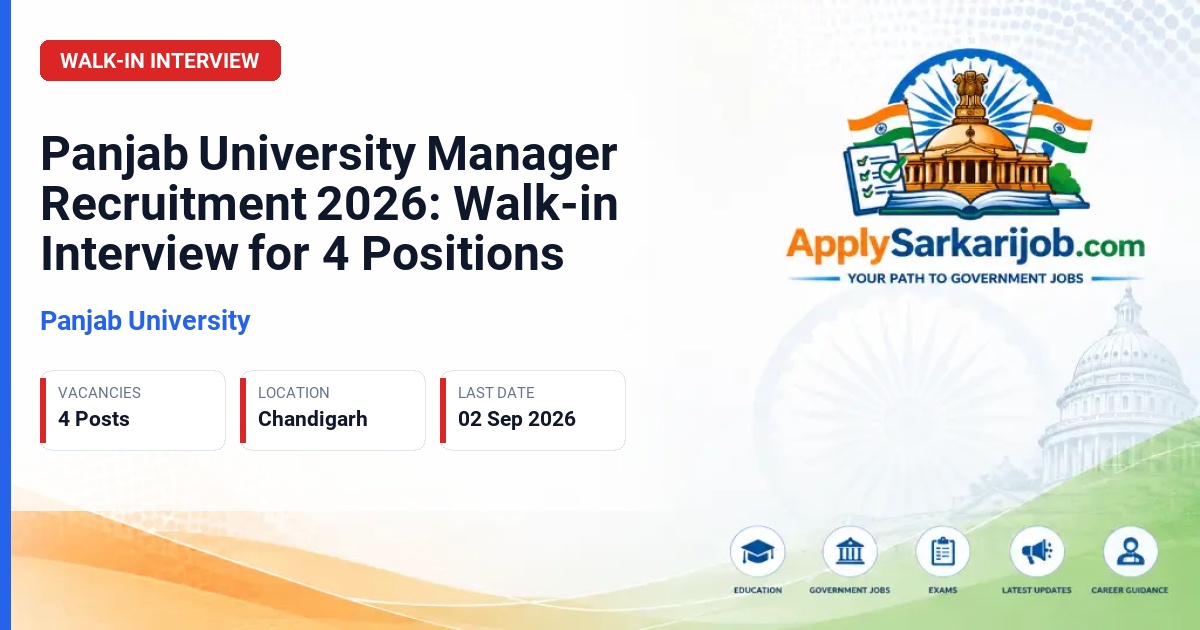 Panjab University - Manager Official Notification Poster & Schedule