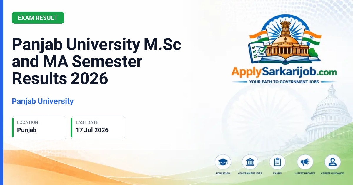 Panjab University - Panjab University M.Sc and MA Semester Results 2026 Official Notification Poster & Schedule