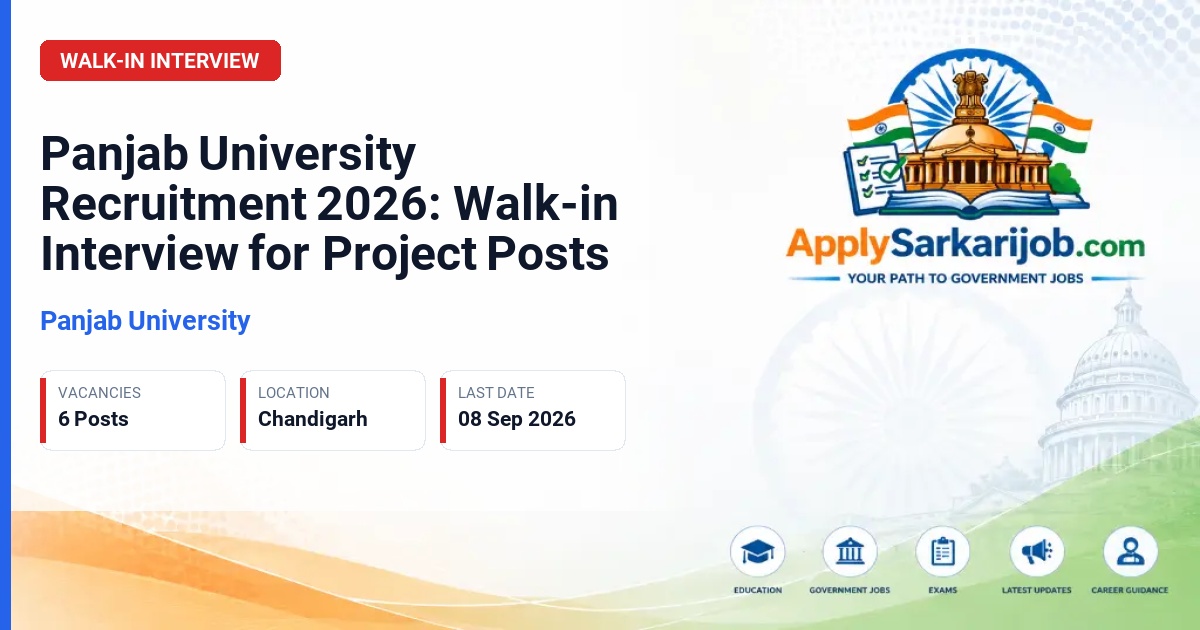 Panjab University - Project Assistant / Project Associate Official Notification Poster & Schedule