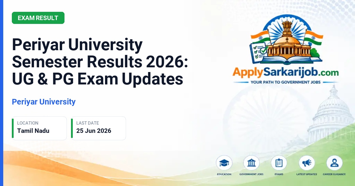 Periyar University - Periyar University Semester Results 2026: UG & PG Exam Updates Official Notification Poster & Schedule