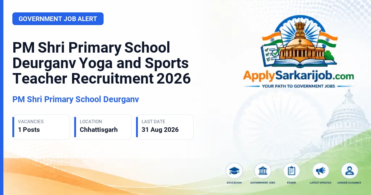 PM Shri Primary School Deurganv - Yoga/Sports Teacher/Instructor Official Notification Poster & Schedule