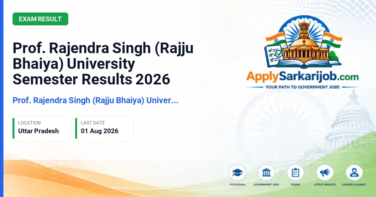 Prof. Rajendra Singh (Rajju Bhaiya) University, Prayagraj - Prof. Rajendra Singh (Rajju Bhaiya) University Semester Results 2026 Official Notification Poster & Schedule