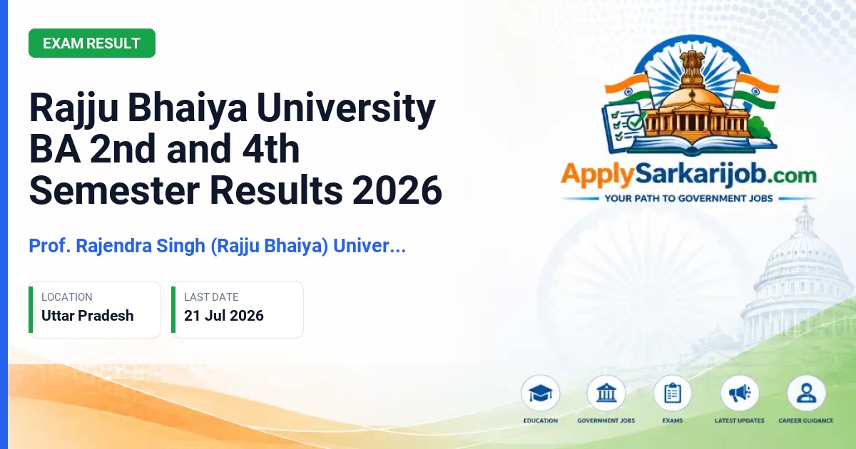Prof. Rajendra Singh (Rajju Bhaiya) University, Prayagraj - Rajju Bhaiya University BA 2nd and 4th Semester Results 2026 Official Notification Poster & Schedule