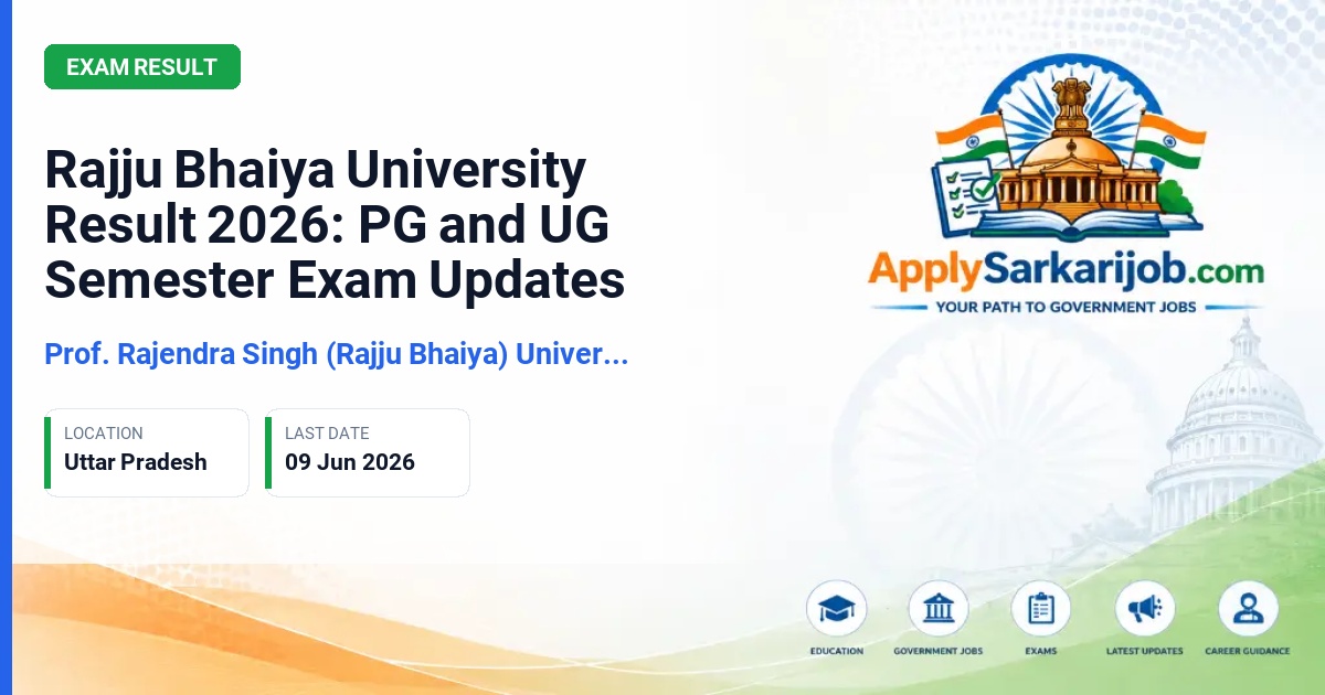 Prof. Rajendra Singh (Rajju Bhaiya) University, Prayagraj - Rajju Bhaiya University Result 2026: PG and UG Semester Exam Updates Official Notification Poster & Schedule